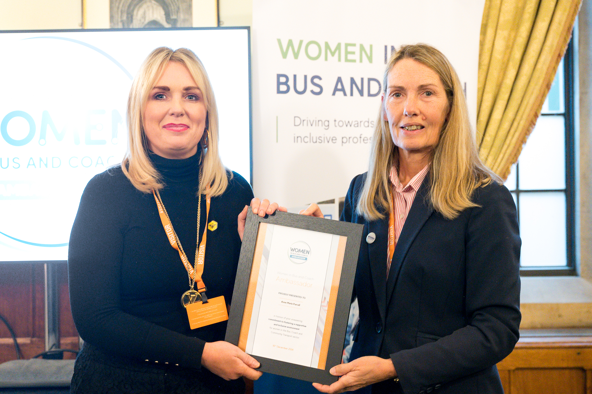 Ambassador Programme Anne Marie Purcell receiving award from Louise Cheeseman