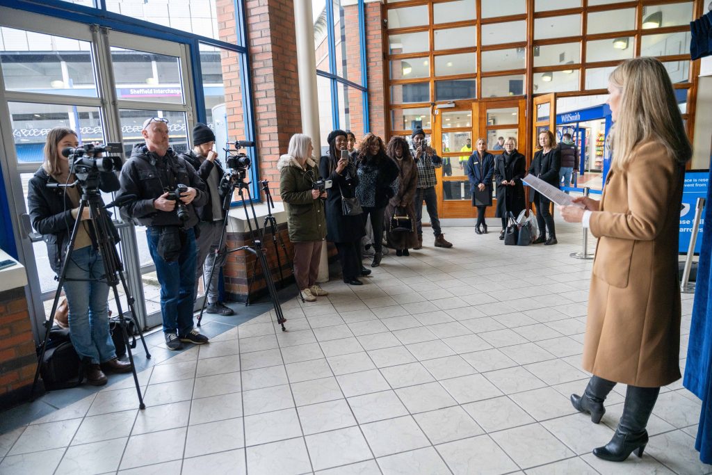 Louise Cheeseman OBE speech at Maxine Duffus Blue Plaque unveiling at Sheffield Interchange
